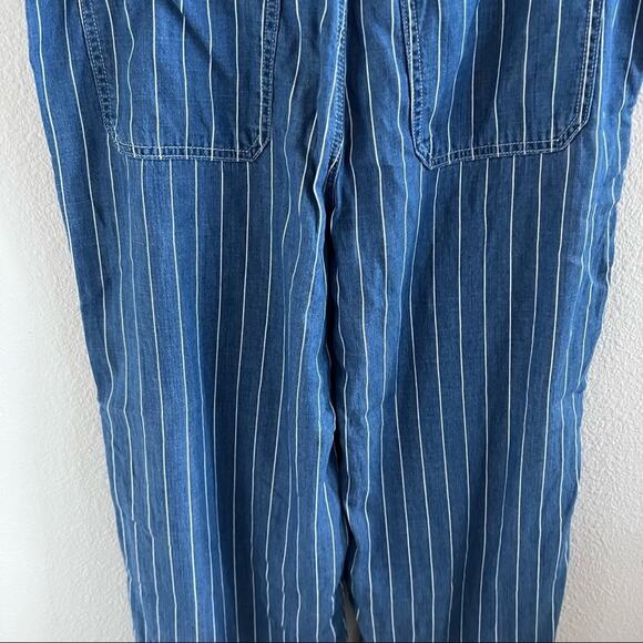 Seven7 Striped Wide Leg Crop Pants Chambray Denim 10 - Picture 10 of 13